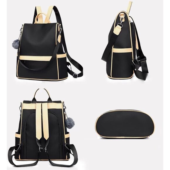 ? Women Black Ladies Backpack Adjustable Straps Fashion Zipper Rather Handbag